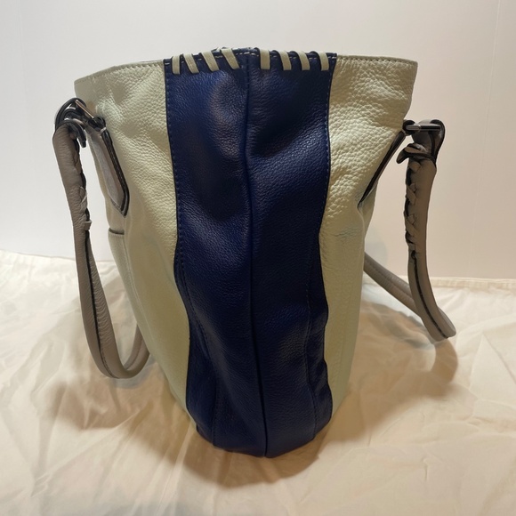 orYANY Braided Genuine Leather Tote Shopper Shoulder Handbag Grey Blue - Picture 4 of 16